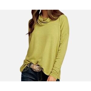 CABI Soft EASE TURTLENECK #4193 Gold Moss Green OVERSIZED Knit BLOUSE/TOP Sz Lg